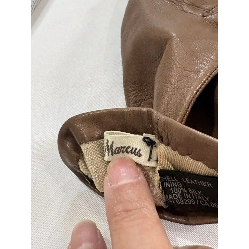 Neiman Marcus Women's Brown Soft Leather Silk Lined Gloves Size 7